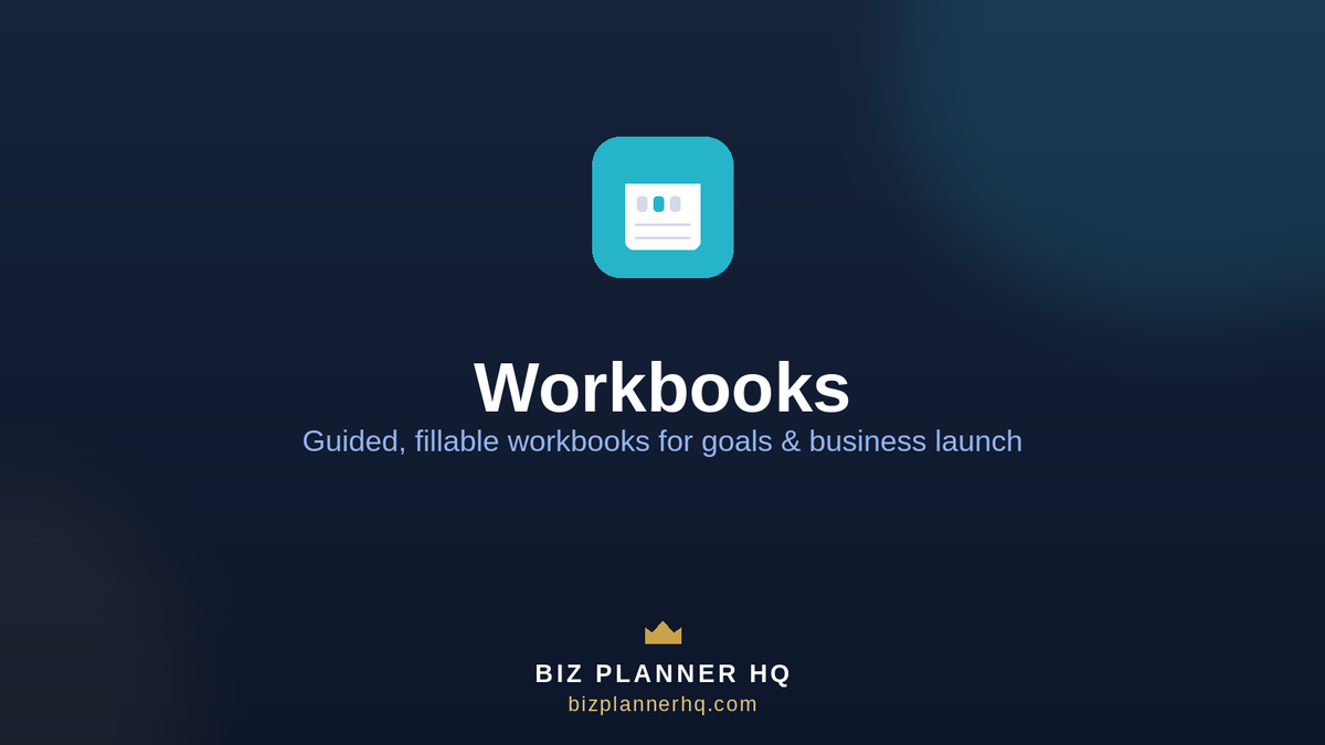 Workbooks collection — interactive fillable workbooks for goal-setting and business launch