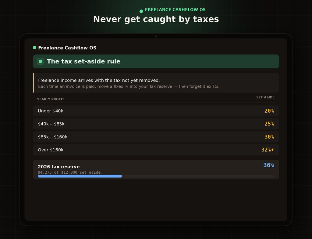 Freelance Cashflow OS tax set-aside system in Notion