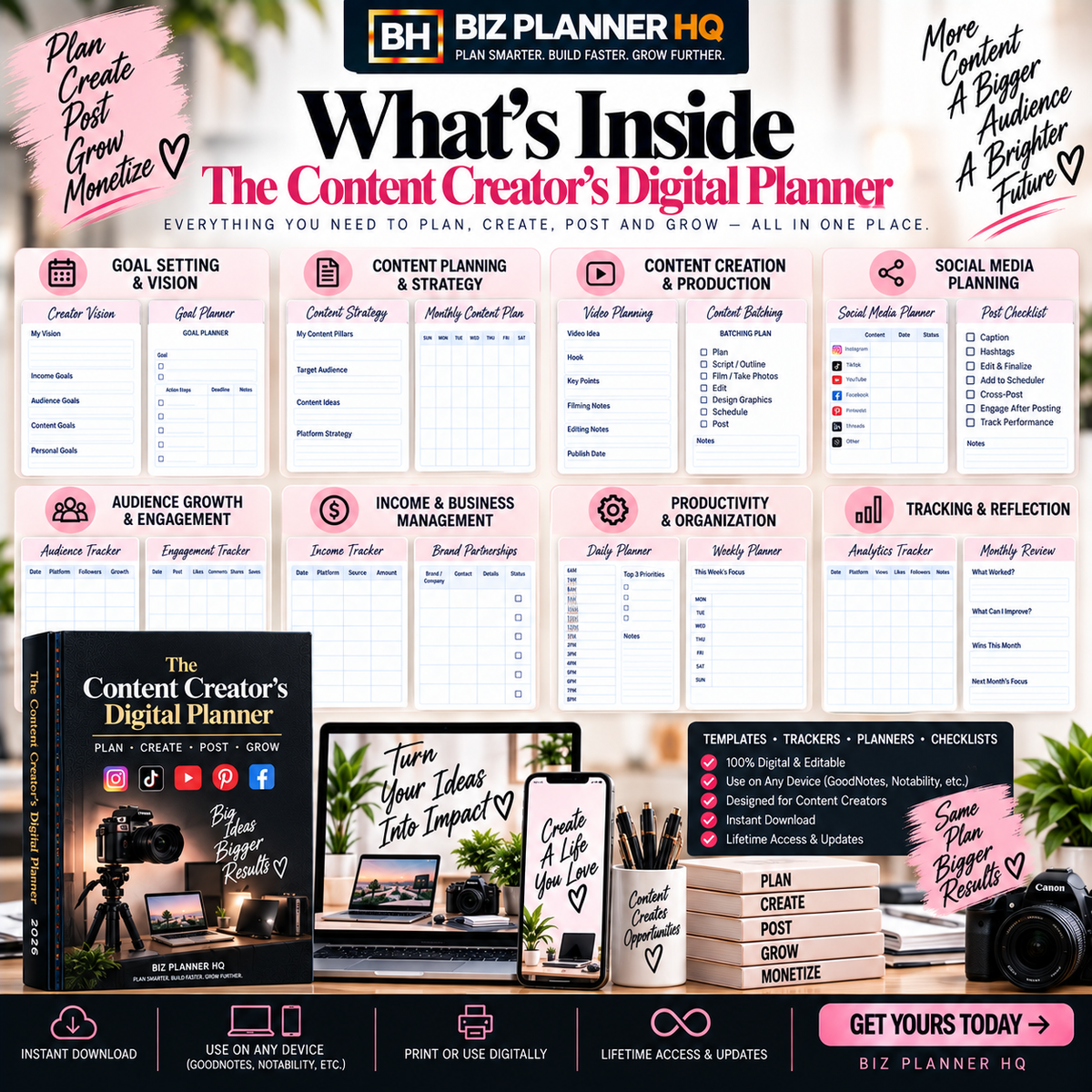 The Content Creator's Digital Planner 2026 (Hyperlinked GoodNotes & iPad Planner)