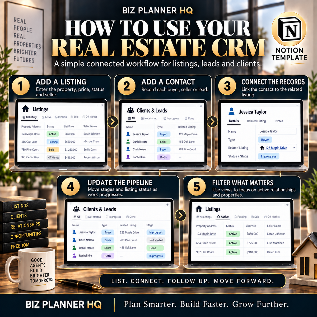 The Real Estate Agent Notion CRM clients and leads preview