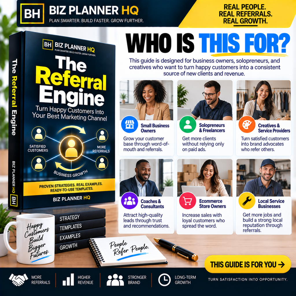 Who The Referral Engine is for — small business owners, freelancers, coaches and ecommerce store owners