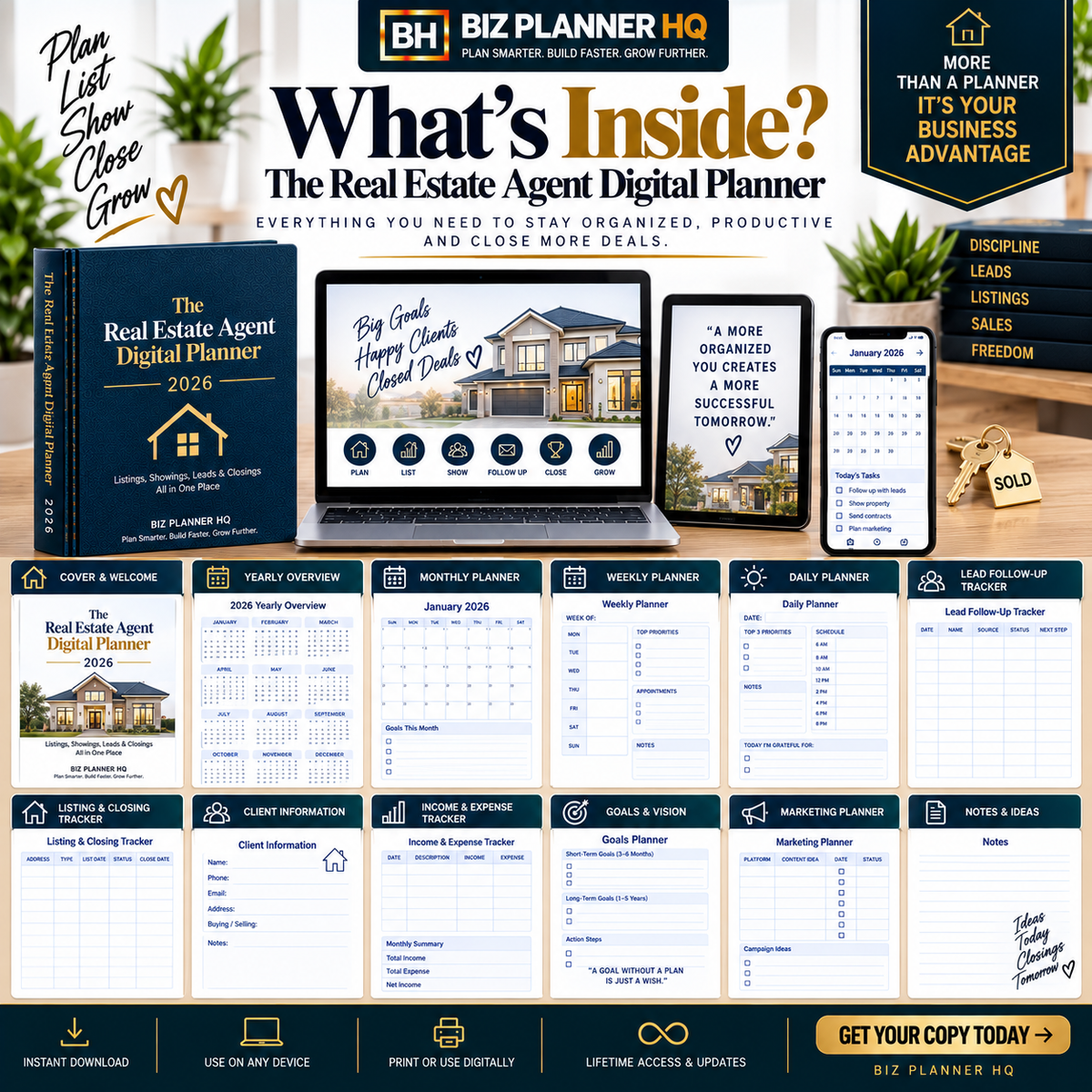 The Real Estate Agent Digital Planner 2026 (Hyperlinked GoodNotes & iPad Planner)