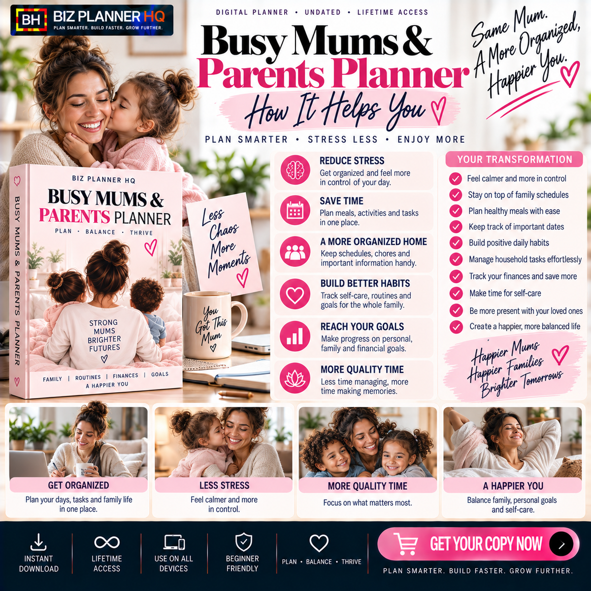 Busy Mums & Parents Planner | Undated Digital Planner for GoodNotes