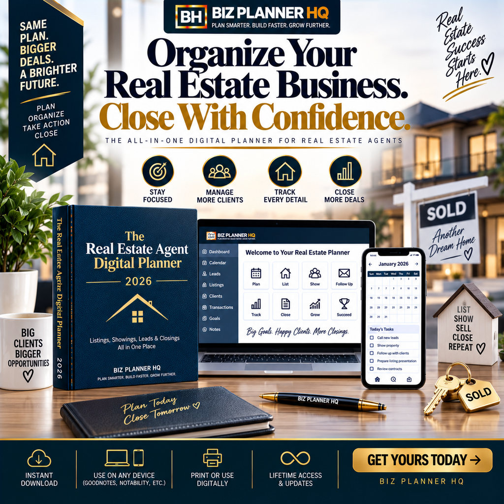 The Real Estate Agent Digital Planner 2026 (Hyperlinked GoodNotes & iPad Planner)