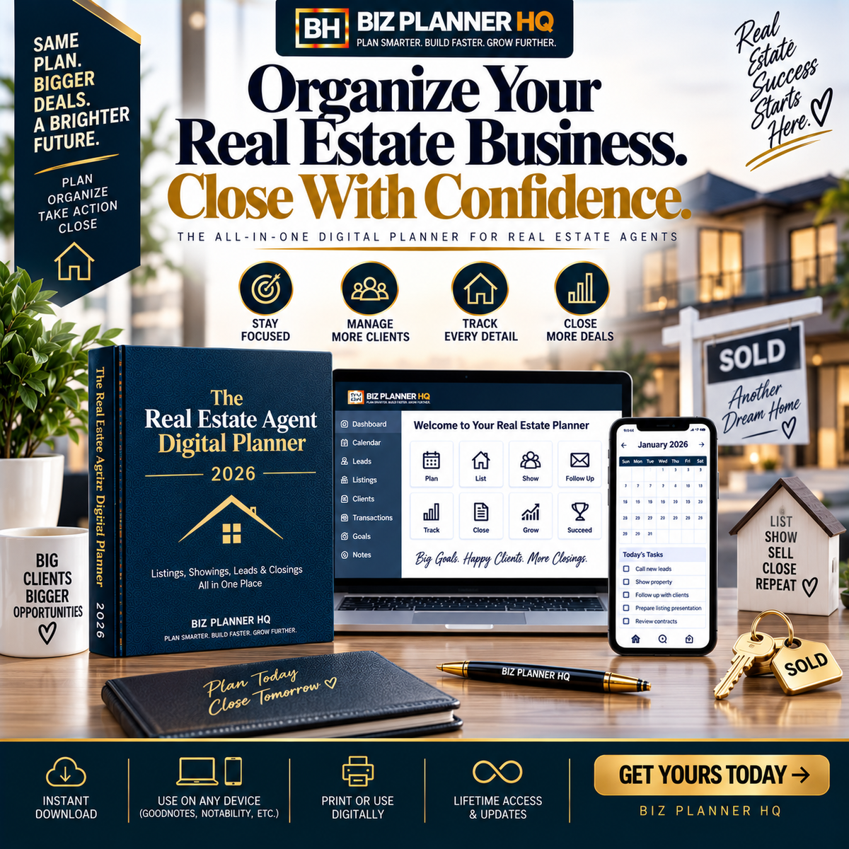 The Real Estate Agent Digital Planner 2026 (Hyperlinked GoodNotes & iPad Planner)