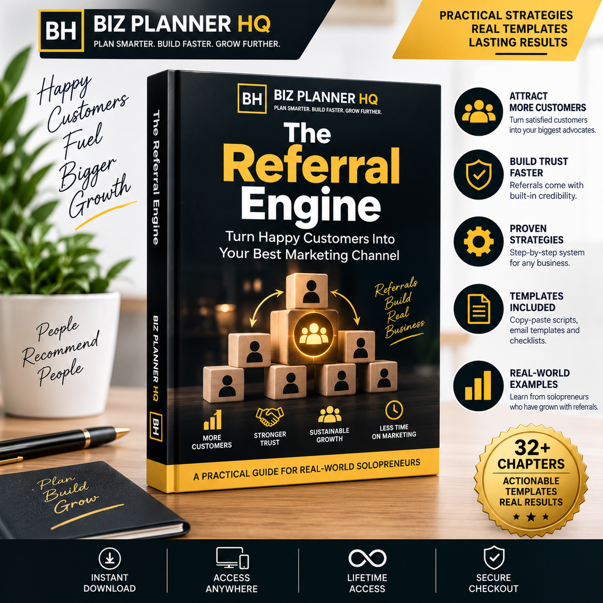 The Referral Engine eBook cover — turn happy customers into your best marketing channel