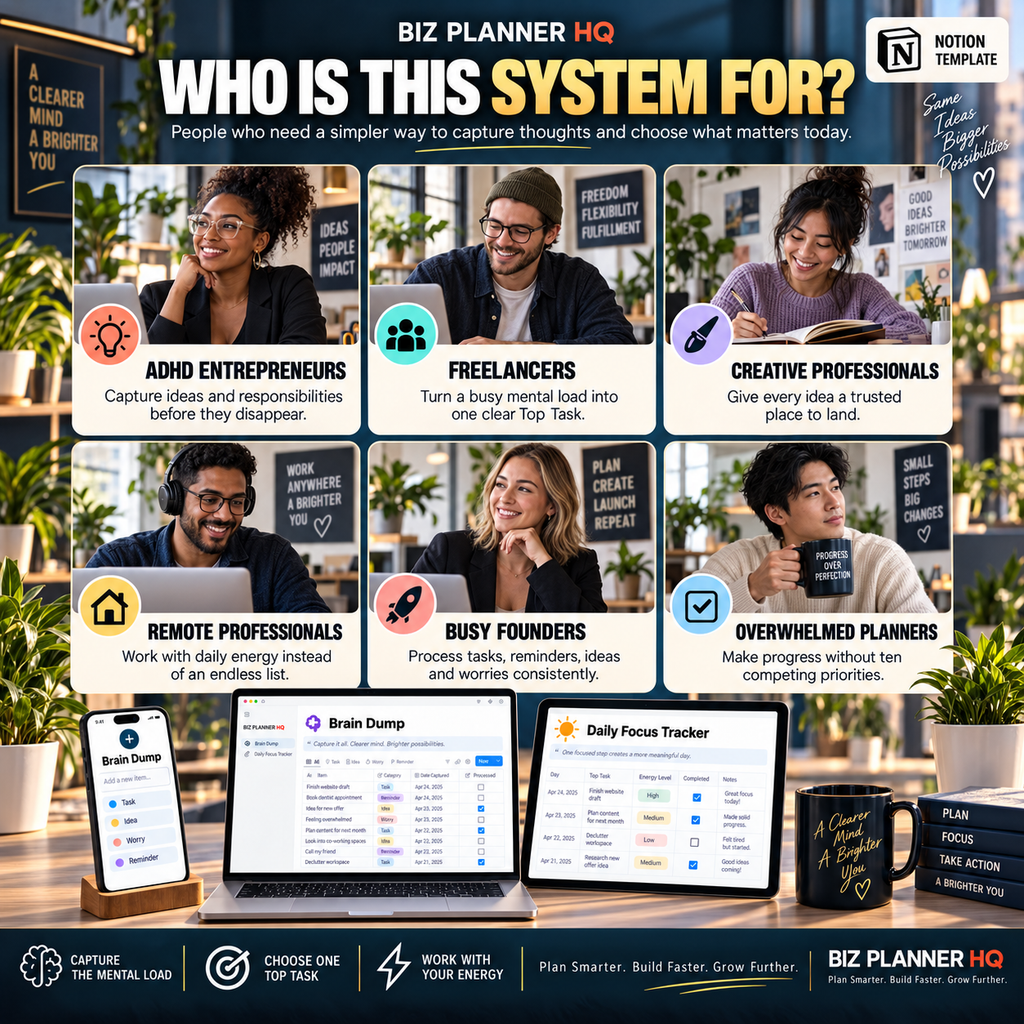 The ADHD Notion Productivity System daily focus tracker preview