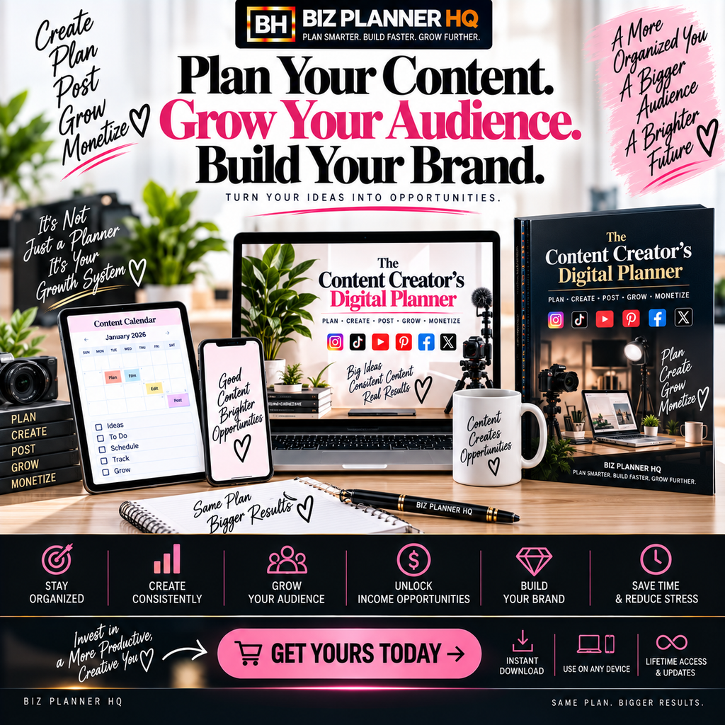 The Content Creator's Digital Planner 2026 (Hyperlinked GoodNotes & iPad Planner)