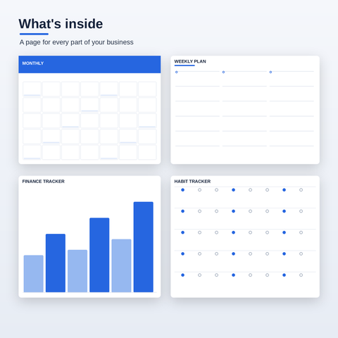 Inside the Small Business Digital Planner 2026 — monthly, weekly, finance and habit tracker pages