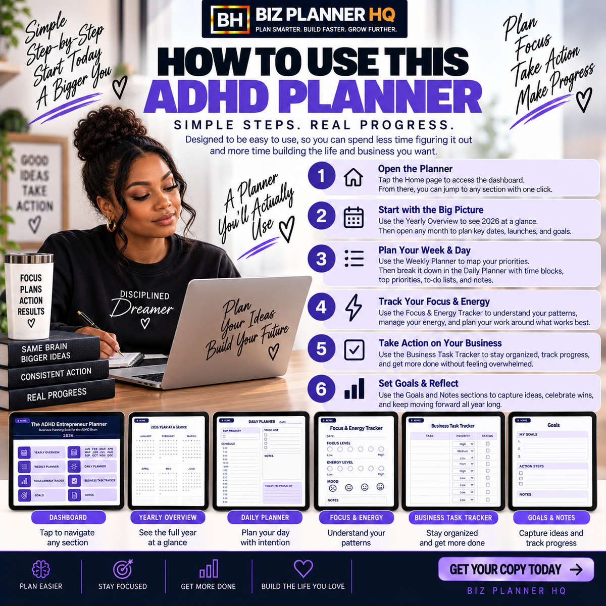 The ADHD Entrepreneur Planner 2026 (Hyperlinked GoodNotes & iPad Planner)