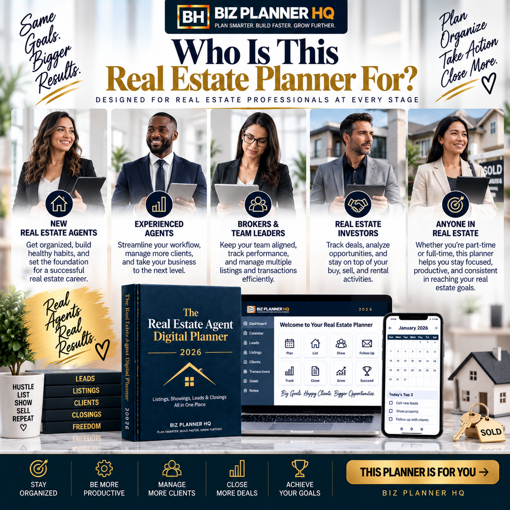 The Real Estate Agent Digital Planner 2026 (Hyperlinked GoodNotes & iPad Planner)