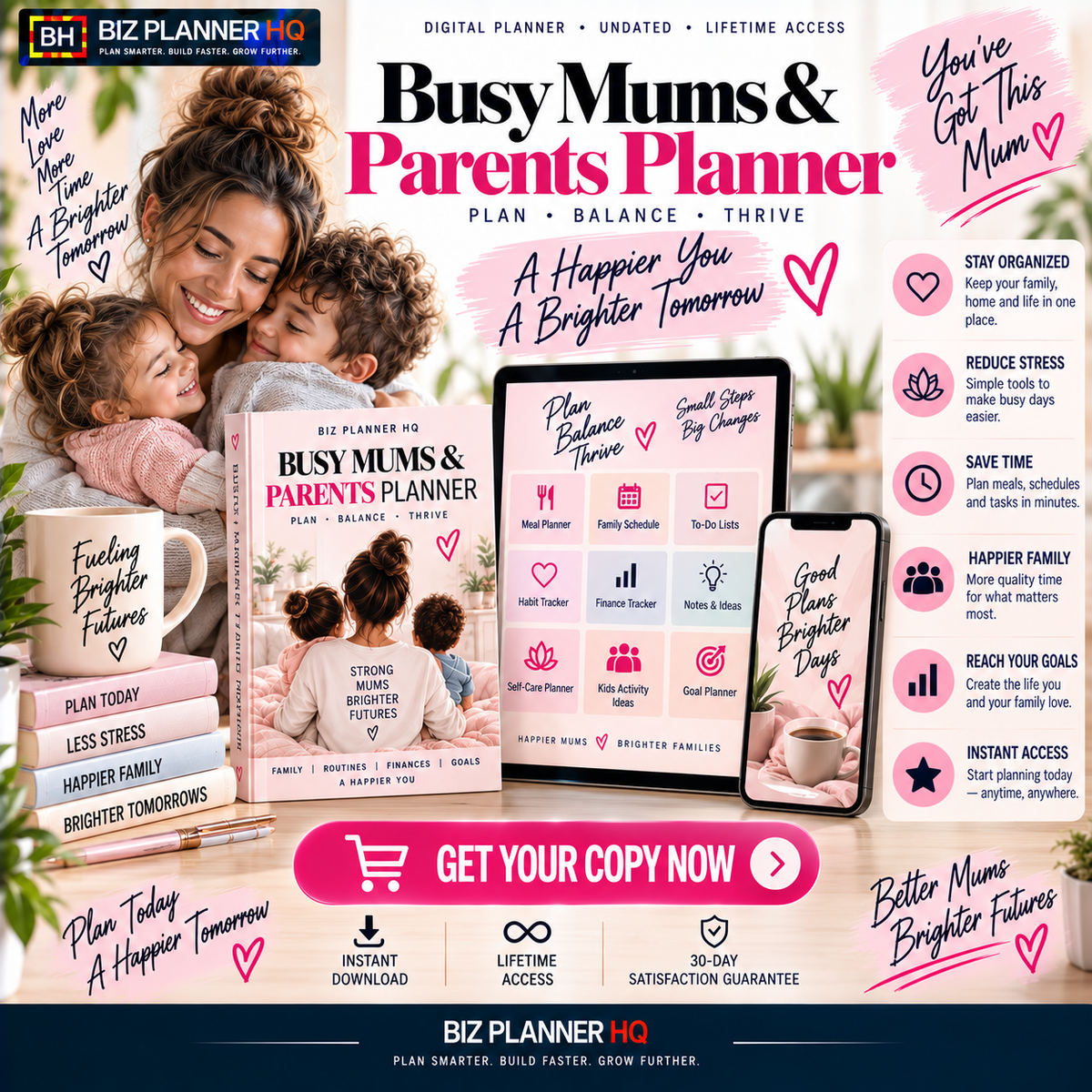 Busy Mums & Parents Planner | Undated Digital Planner for GoodNotes