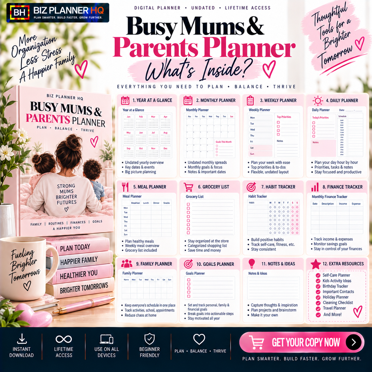 Busy Mums & Parents Planner | Undated Digital Planner for GoodNotes