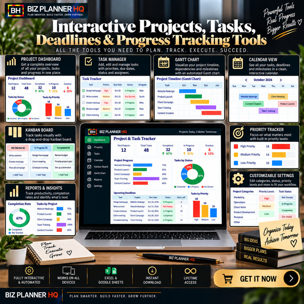 The Project & Task Tracker (Kanban + Gantt + Priority Matrix)