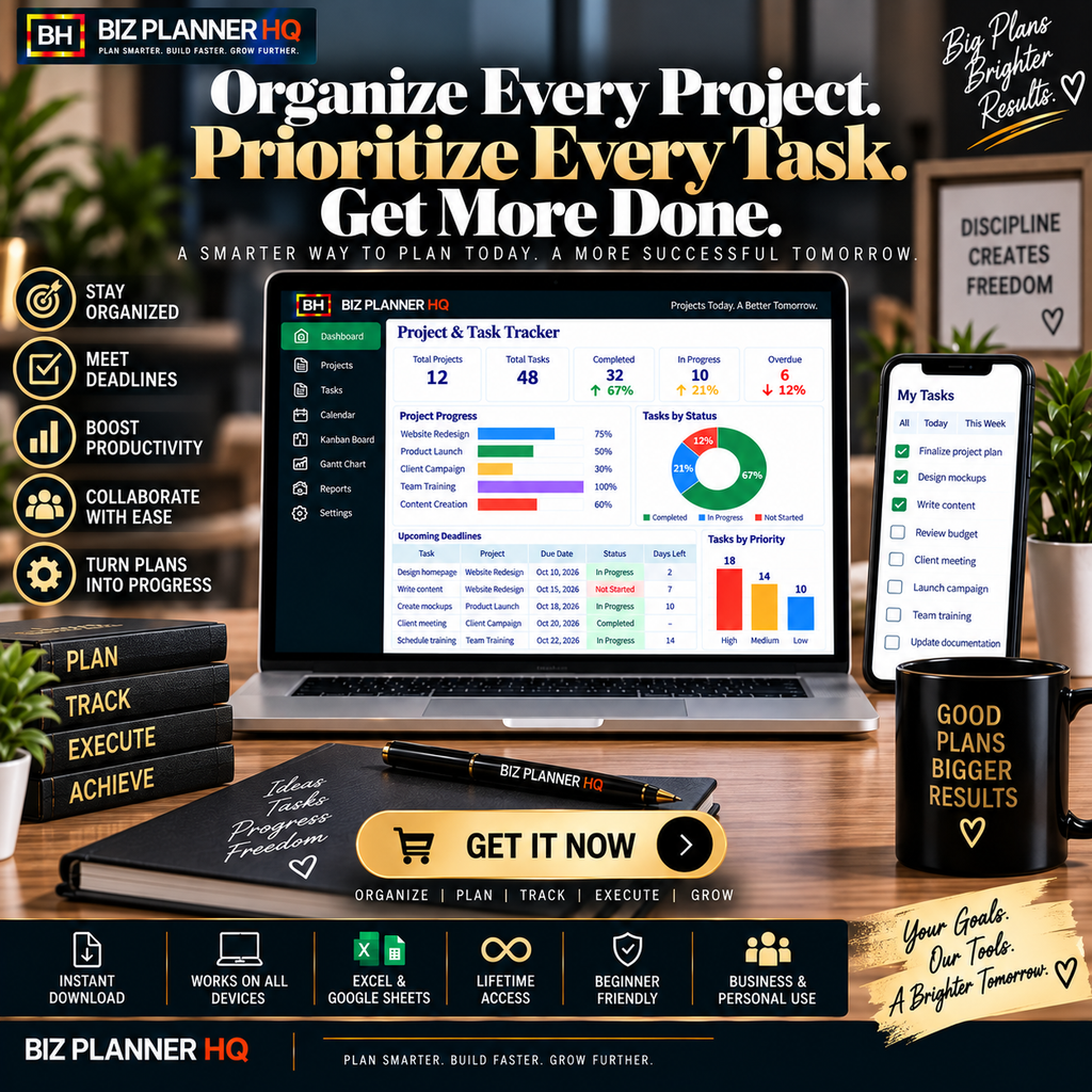 The Project & Task Tracker (Kanban + Gantt + Priority Matrix)