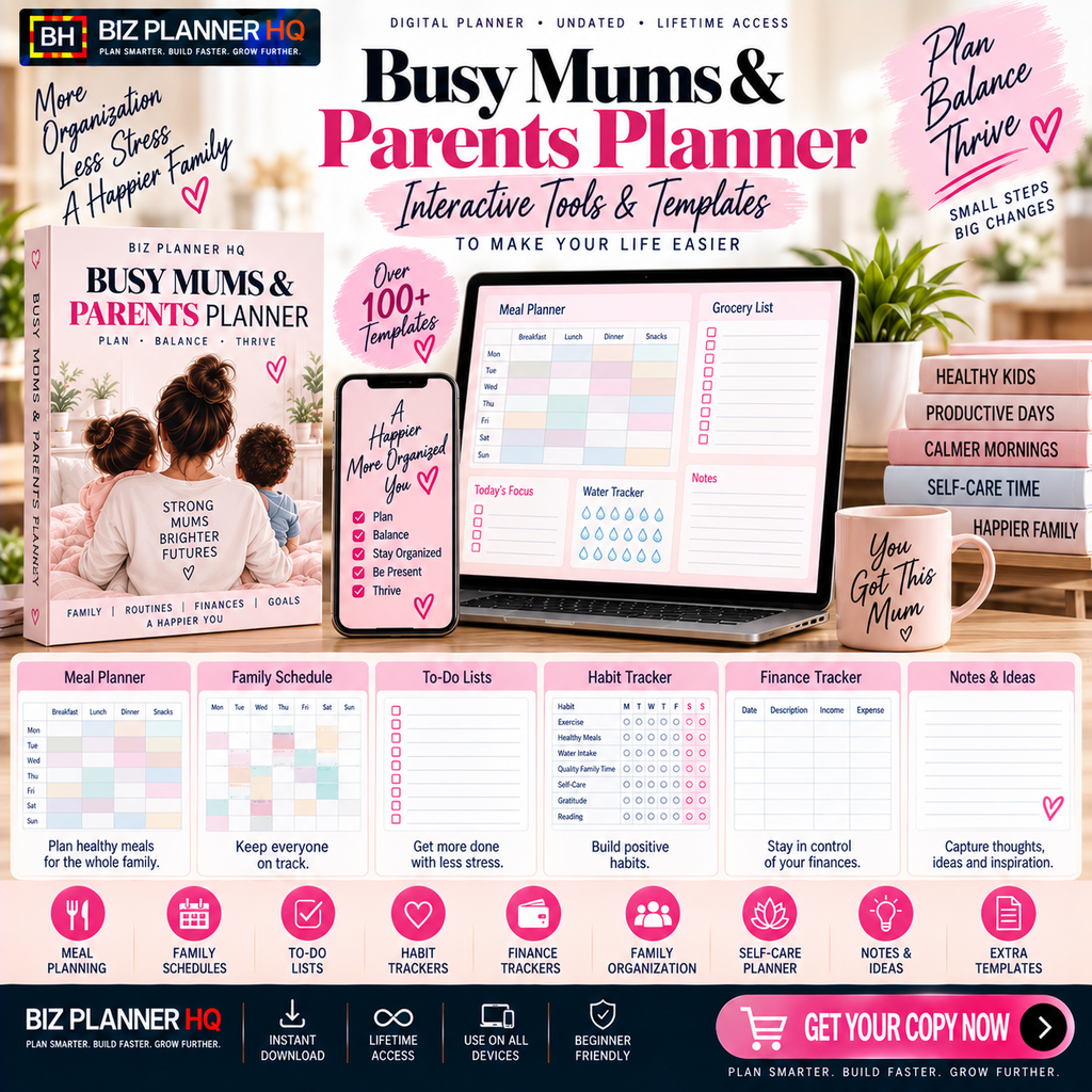 Busy Mums & Parents Planner | Undated Digital Planner for GoodNotes