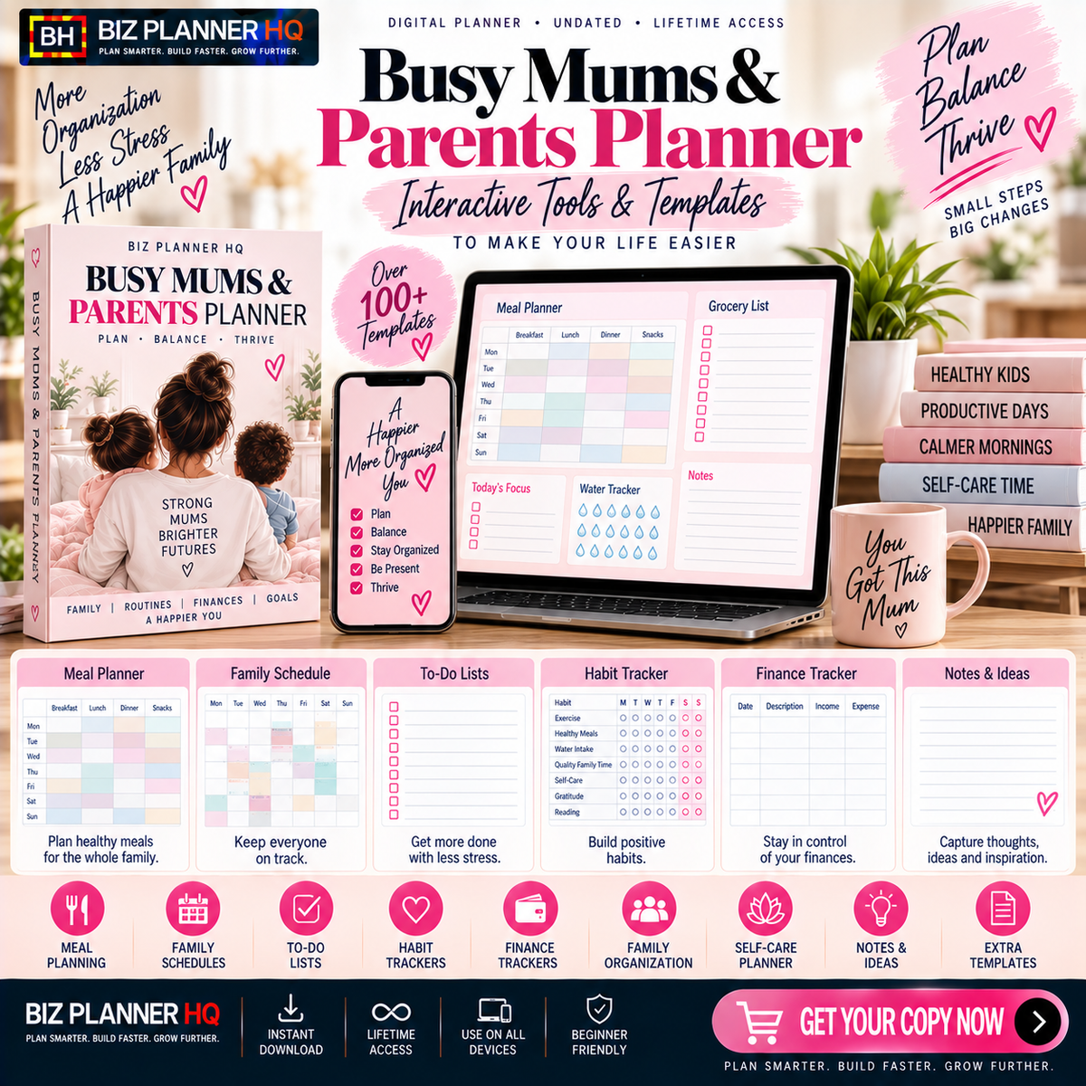 Busy Mums & Parents Planner | Undated Digital Planner for GoodNotes