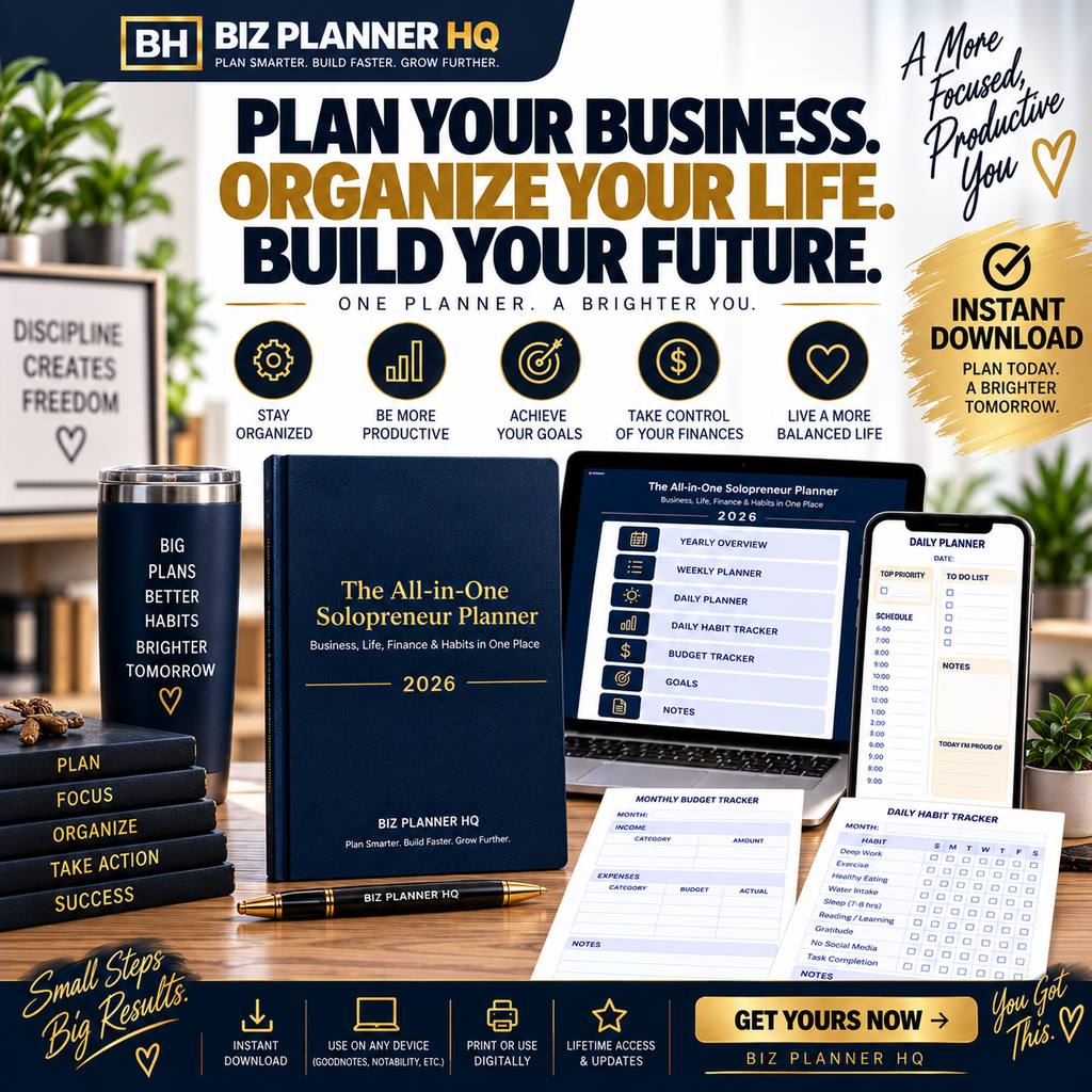 The All-in-One Solopreneur Planner 2026 (Hyperlinked GoodNotes & iPad Planner)