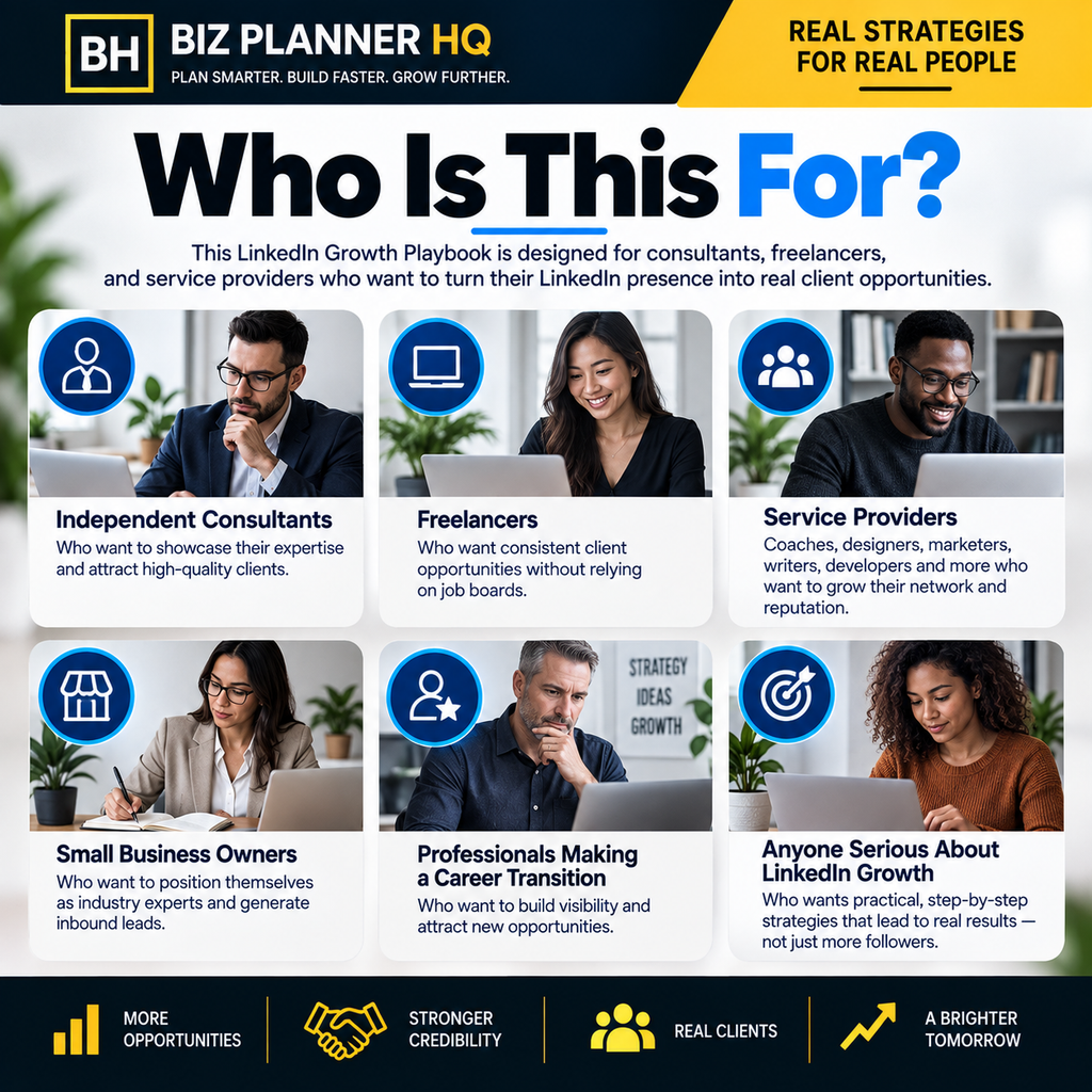 Who the LinkedIn Growth Playbook is for — independent consultants, freelancers and service providers