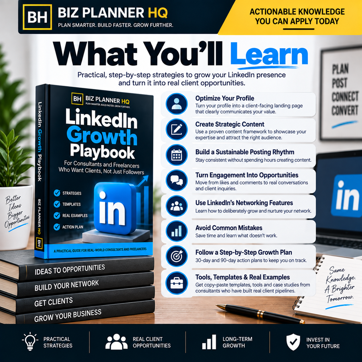 What you'll learn in the LinkedIn Growth Playbook — optimizing your profile and turning engagement into clients