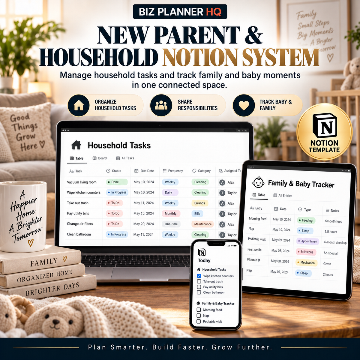 The New Parent and Household Notion System dashboard preview