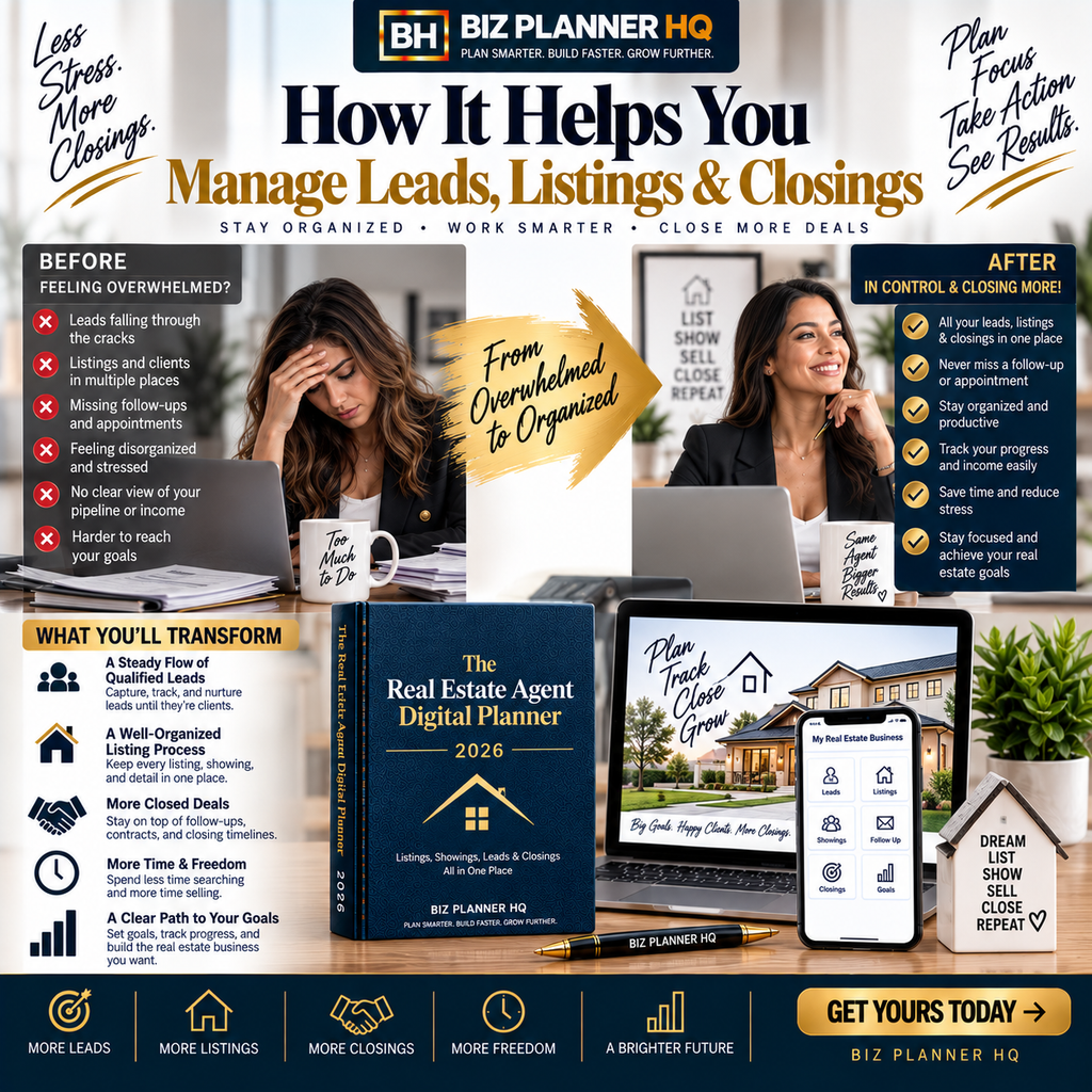 The Real Estate Agent Digital Planner 2026 (Hyperlinked GoodNotes & iPad Planner)