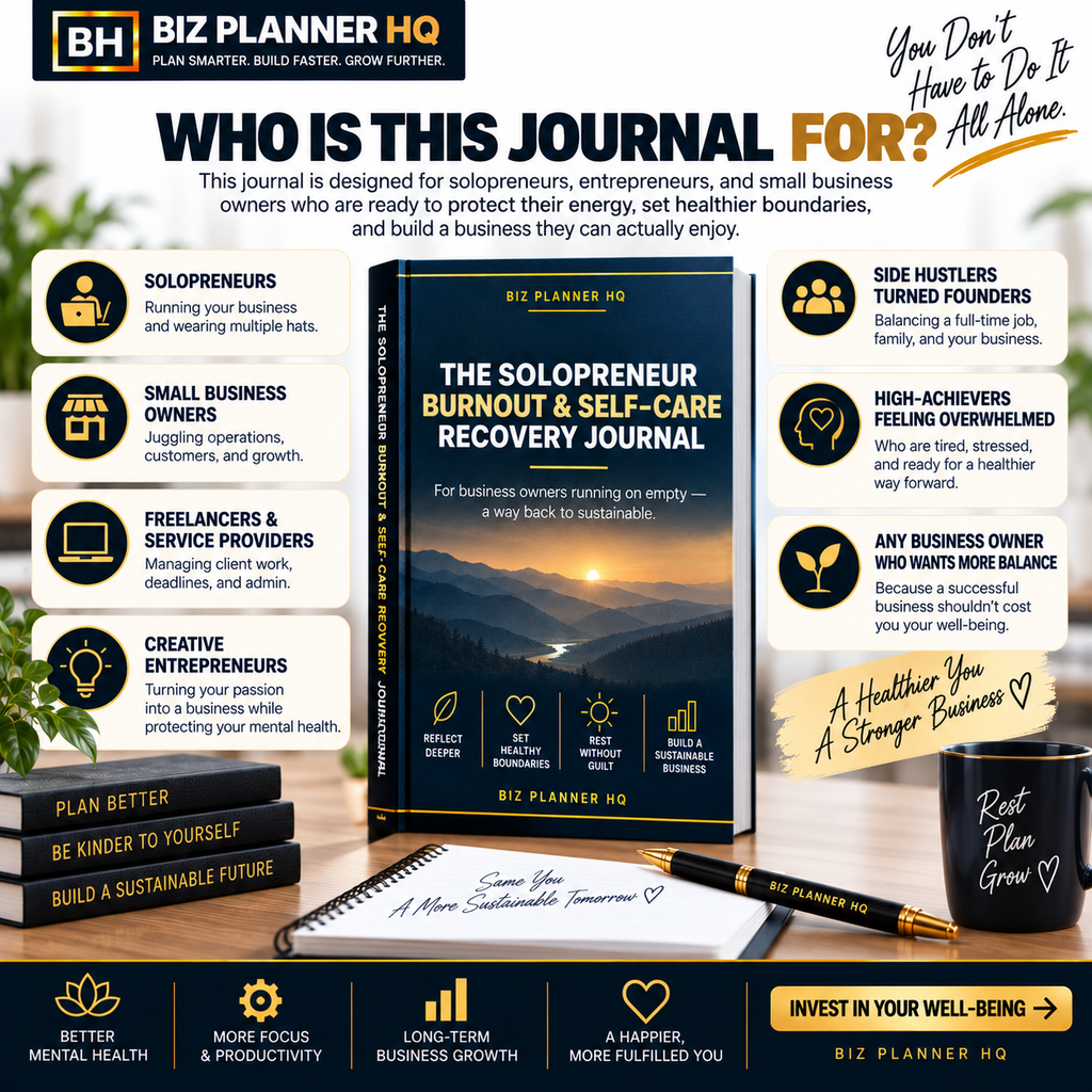 The Solopreneur Burnout & Self-Care Recovery Journal
