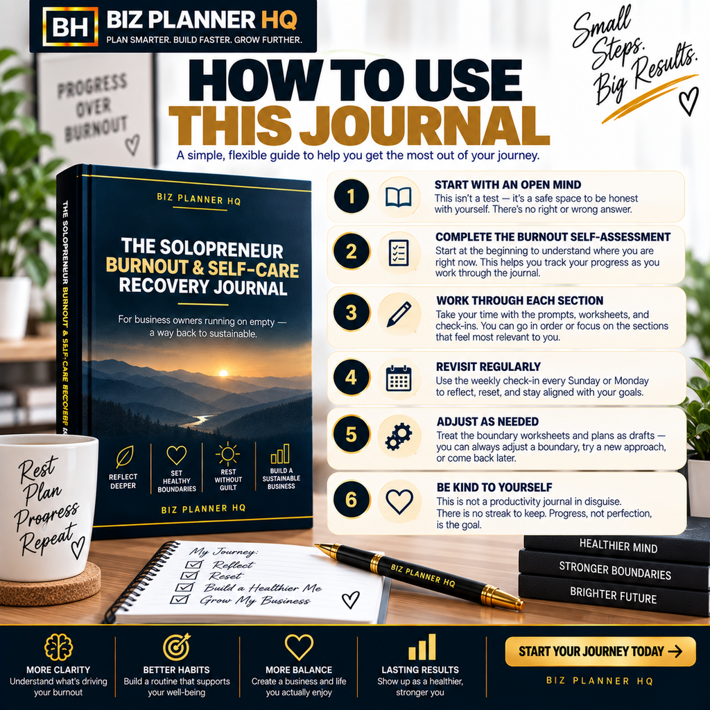 The Solopreneur Burnout & Self-Care Recovery Journal