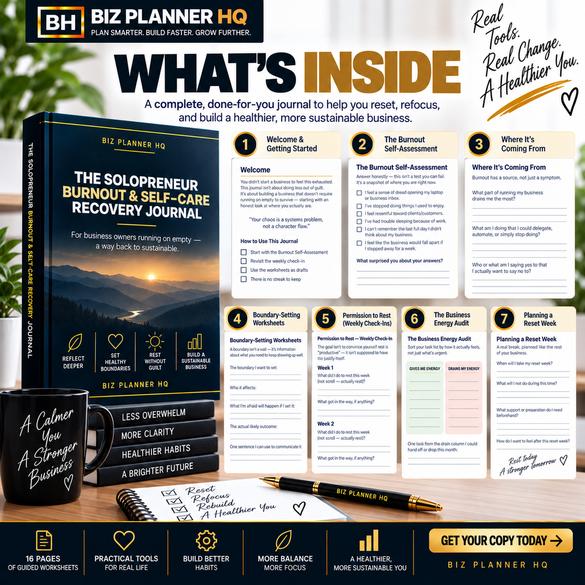 The Solopreneur Burnout & Self-Care Recovery Journal