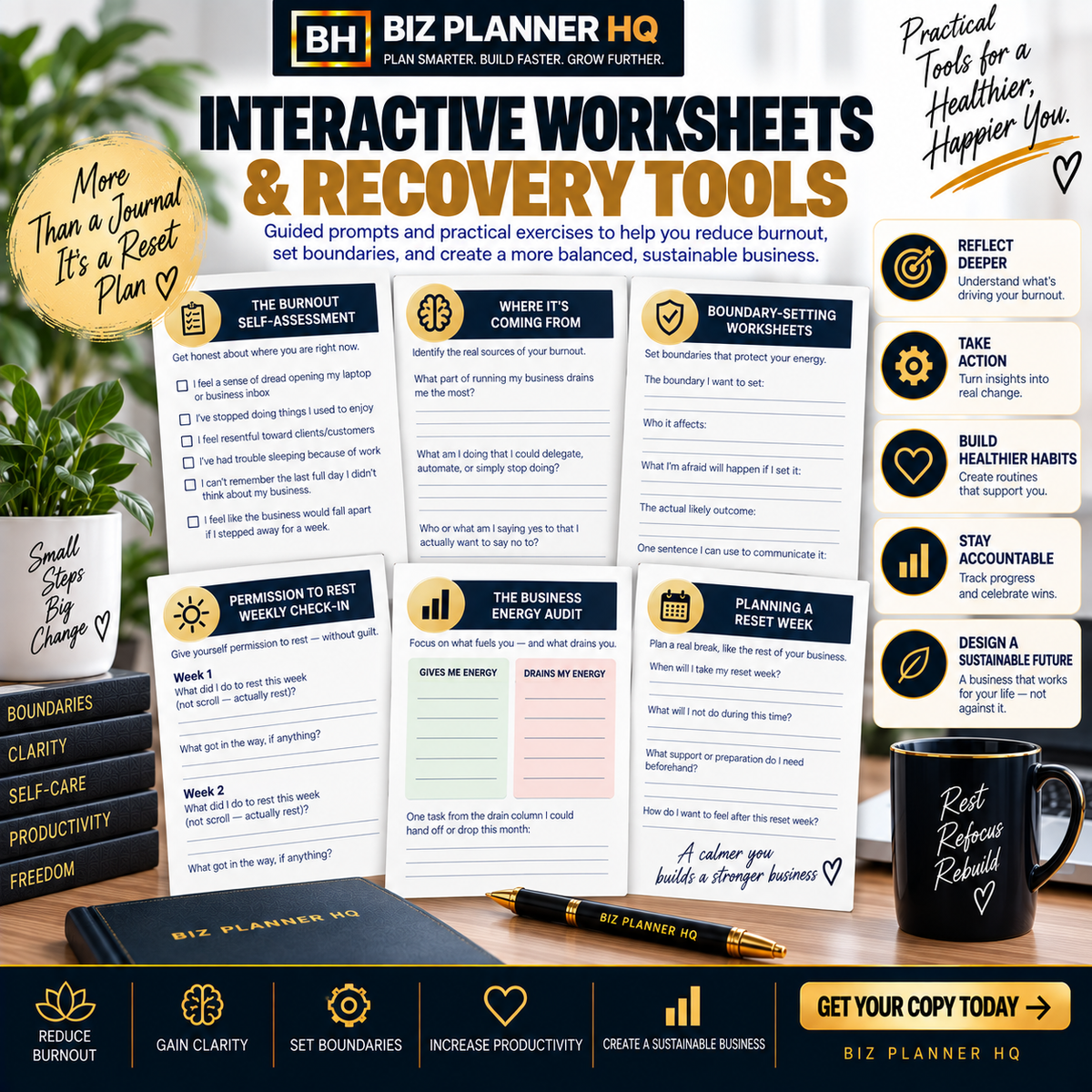 The Solopreneur Burnout & Self-Care Recovery Journal