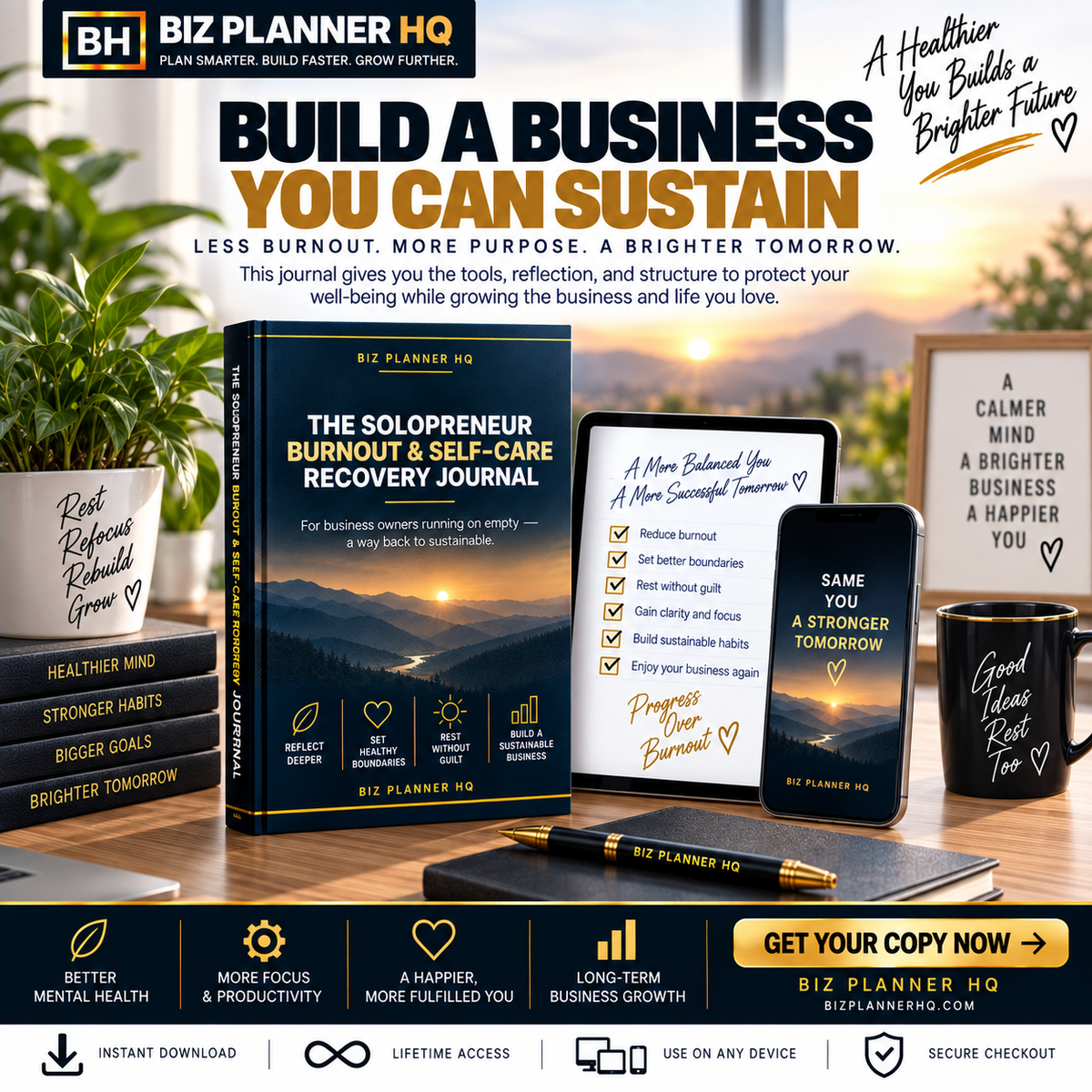 The Solopreneur Burnout & Self-Care Recovery Journal