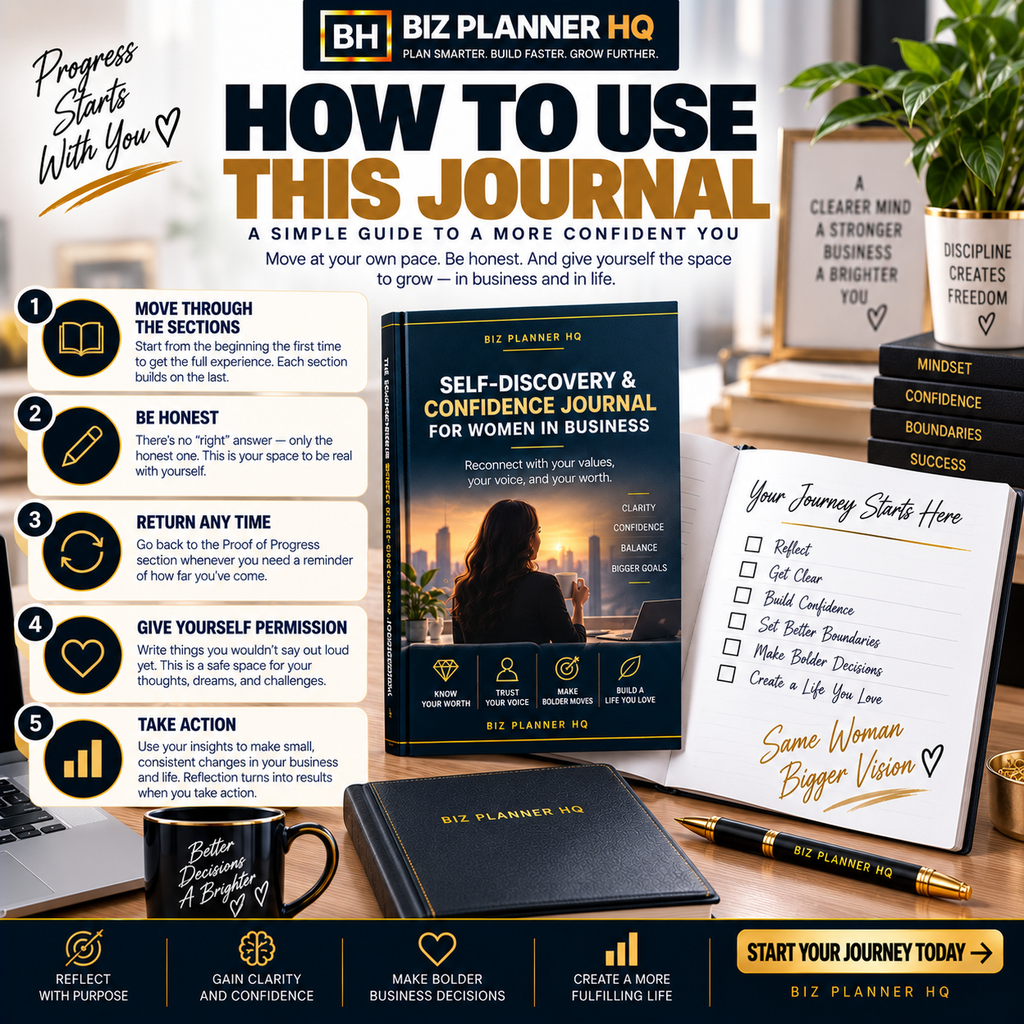 Self-Discovery & Confidence Journal for Women in Business