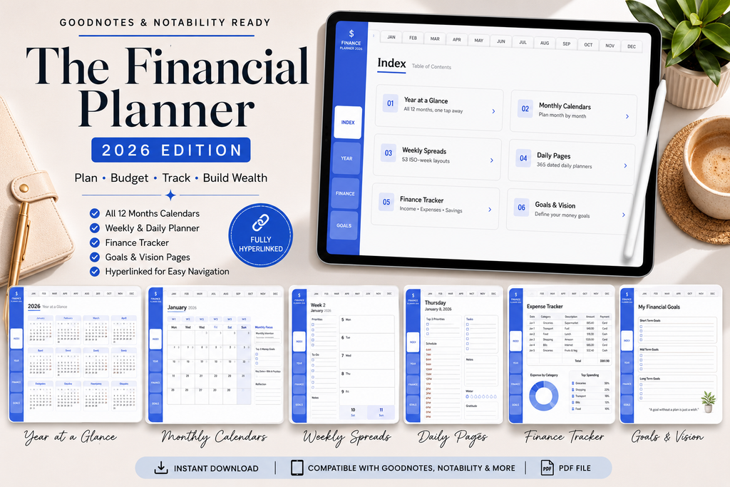 Weekly spread of the 2026 Financial Planner for iPad