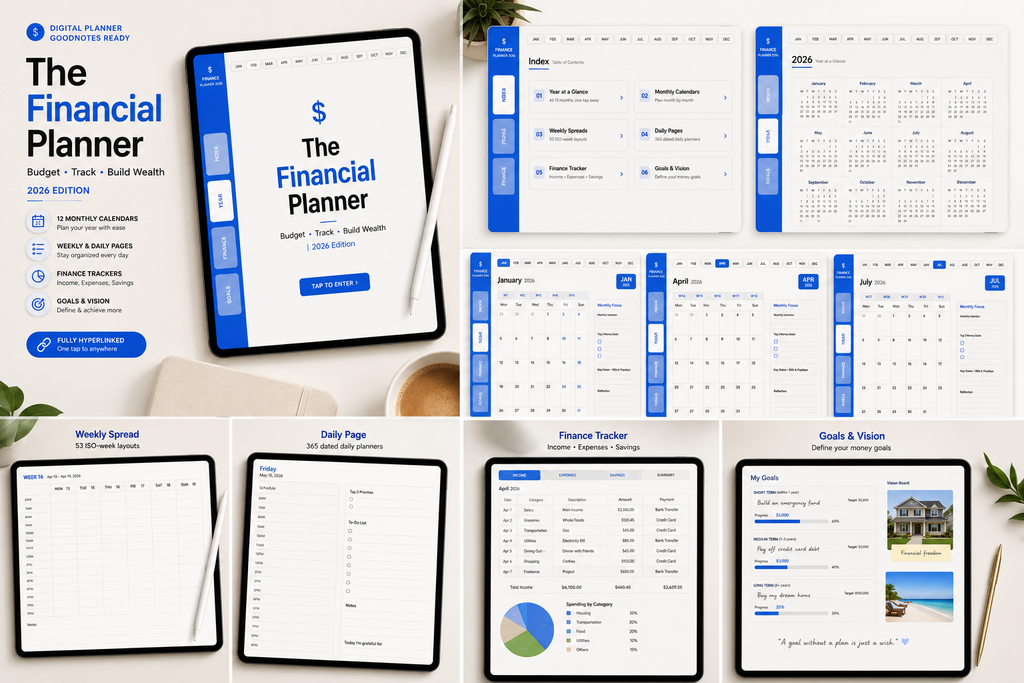 Daily planning page with spend tracker in the 2026 Financial Planner