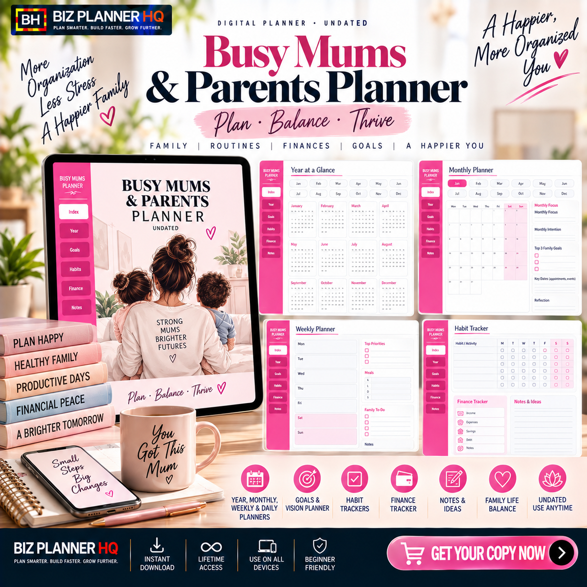 Busy Mums & Parents Planner | Undated Digital Planner for GoodNotes