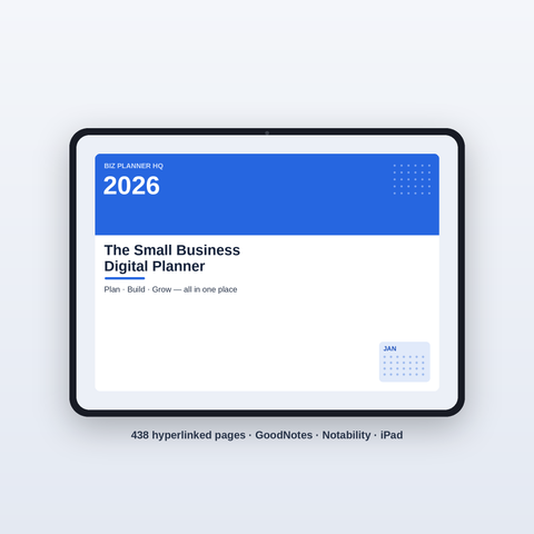 The Small Business Digital Planner 2026 by Biz Planner HQ — hyperlinked digital planner for GoodNotes & iPad