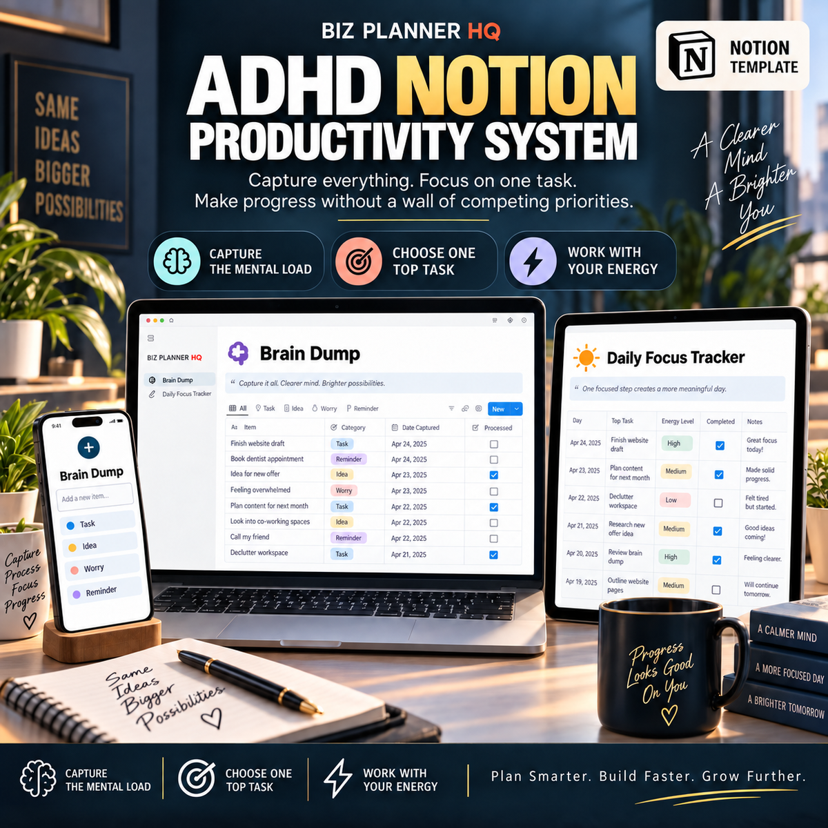 The ADHD Notion Productivity System brain dump preview