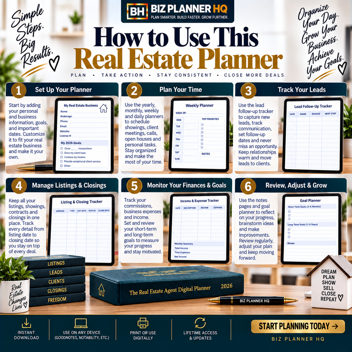 The Real Estate Agent Digital Planner 2026 (Hyperlinked GoodNotes & iPad Planner)