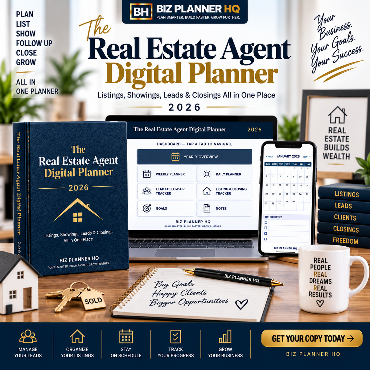 The Real Estate Agent Digital Planner 2026 (Hyperlinked GoodNotes & iPad Planner)