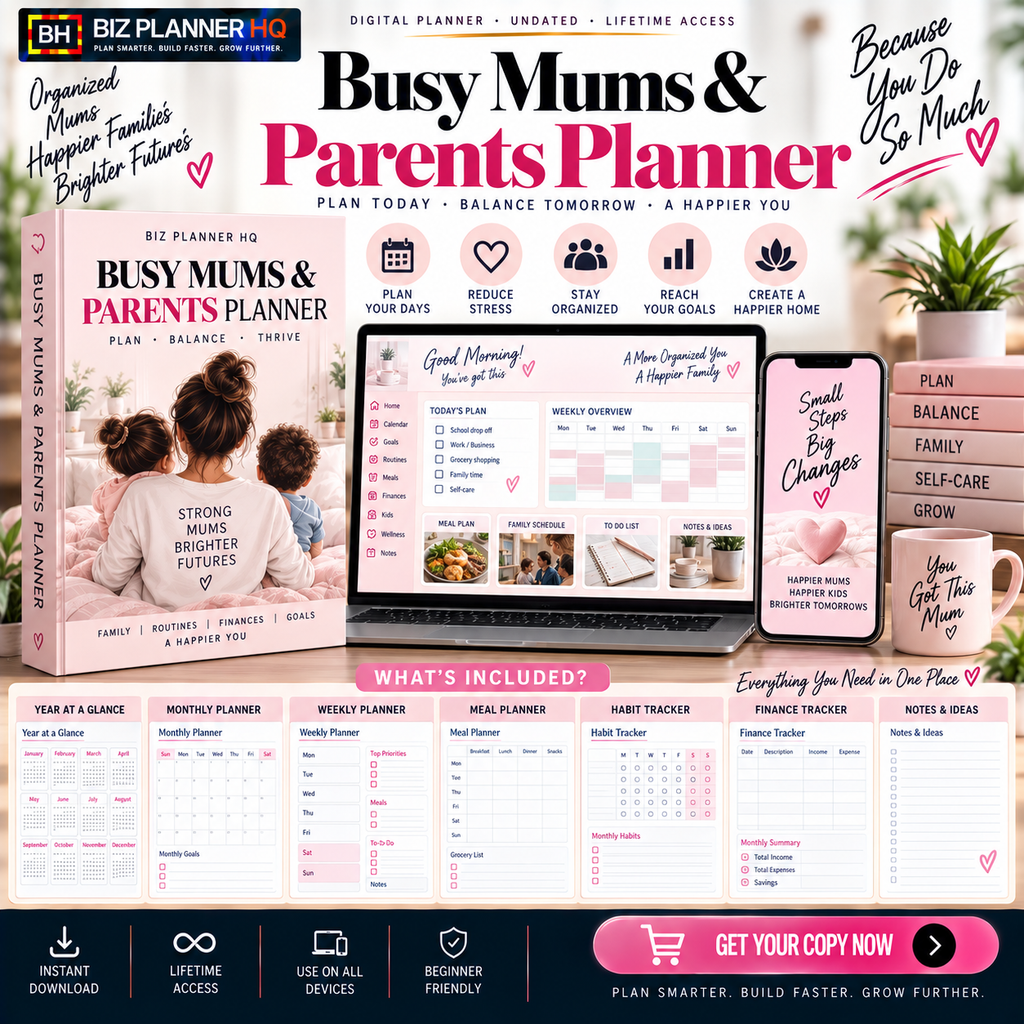 Busy Mums & Parents Planner | Undated Digital Planner for GoodNotes