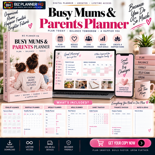 Busy Mums & Parents Planner | Undated Digital Planner for GoodNotes