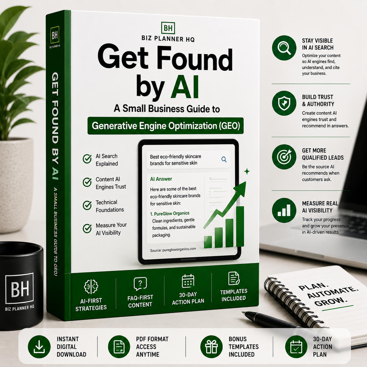 Get Found by AI eBook cover — a small business guide to generative engine optimization (GEO)