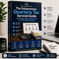 The Solopreneur Quarterly Tax Survival Guide eBook cover — estimated taxes, deductions and recordkeeping
