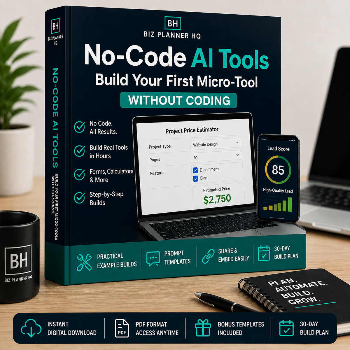 No-Code AI Tools eBook cover — build your first micro-tool without coding