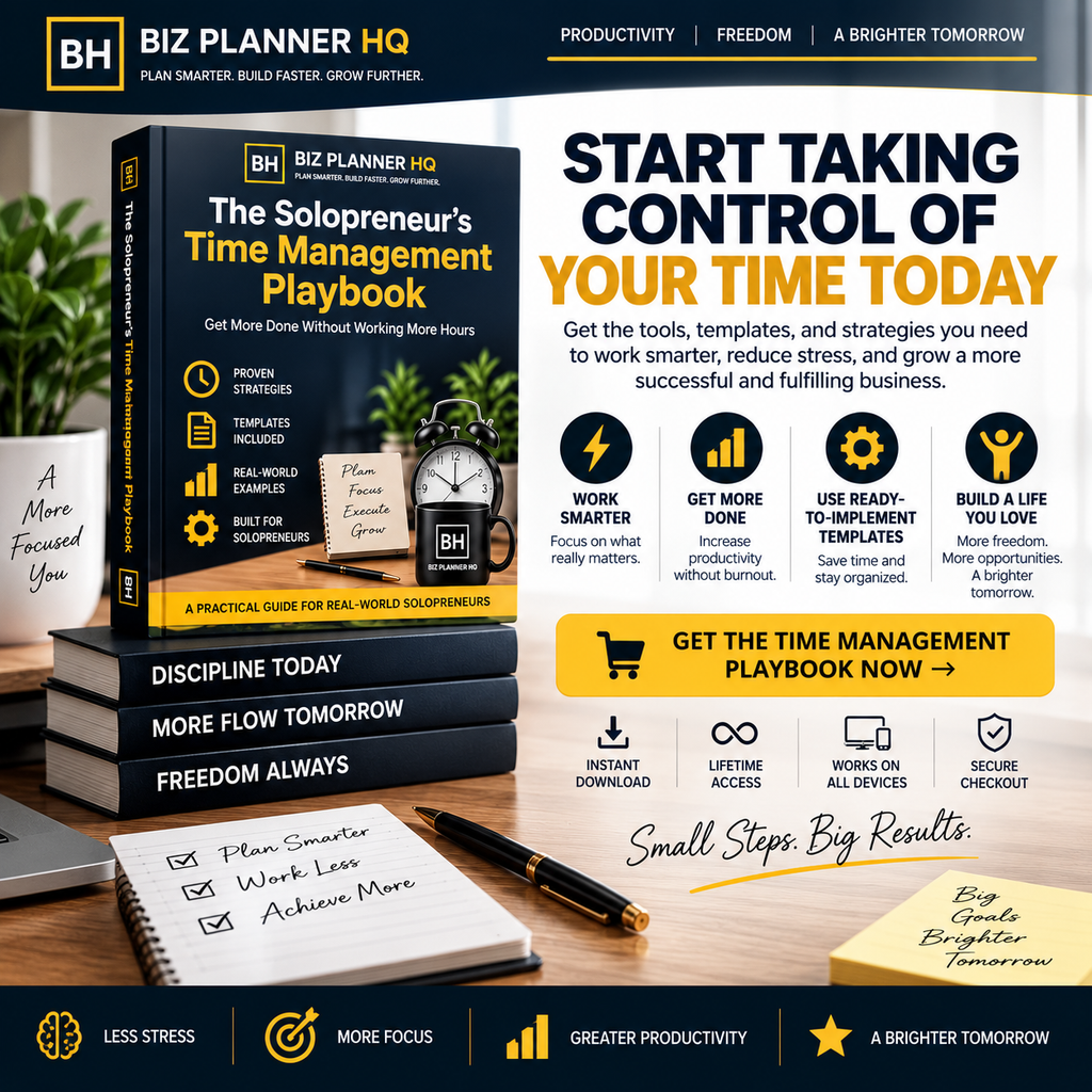 Start taking control of your time today — call to action for The Solopreneur's Time Management Playbook