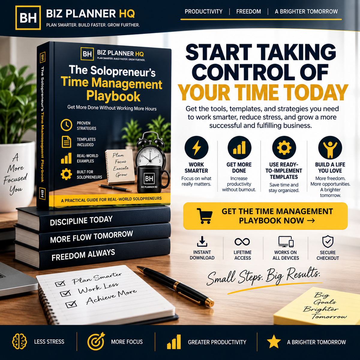 Start taking control of your time today — call to action for The Solopreneur's Time Management Playbook