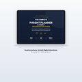 The Complete Parent Planner shown on laptop — family organization guide with 180+ printables