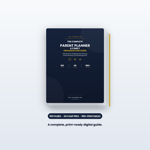 Stacked printable pages from The Complete Parent Planner & Family Organization Guide