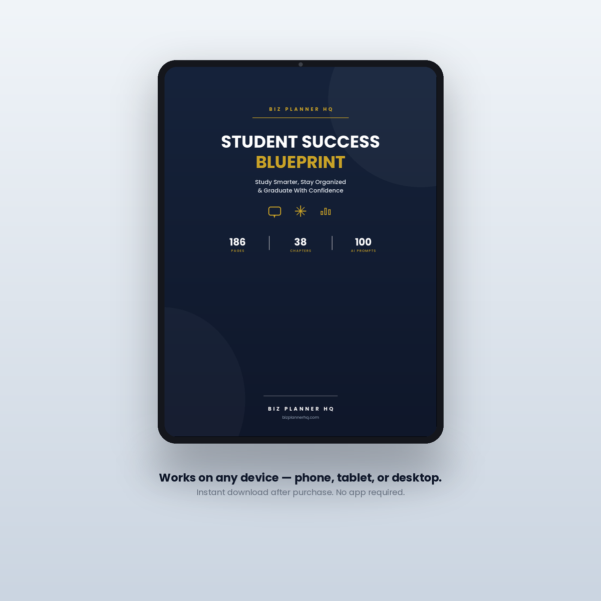 Student Success Blueprint on tablet — study skills and time management workbook
