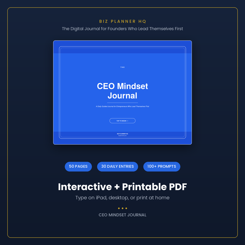CEO Mindset Journal — 30-day guided journal for entrepreneurs, interactive and printable PDF